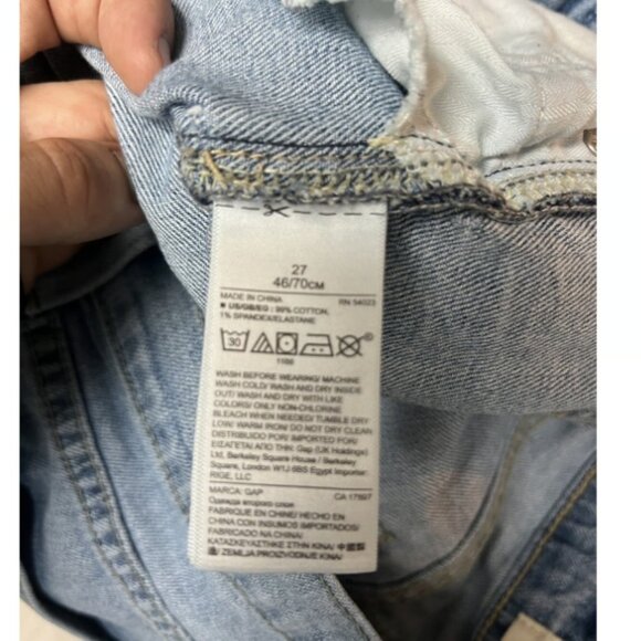 Gap Best Girlfriend Blue Jeans Womens 27 30x25 Embroidered Bird Butterfly Thrash - Picture 9 of 12